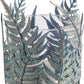 11" Green And Gold Distressed Botanical Leaf Metal Tabletop Hurricane Candle Holder