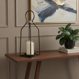 16" Black Distressed Geometric Metal And Glass Tabletop Votive Candle Holder