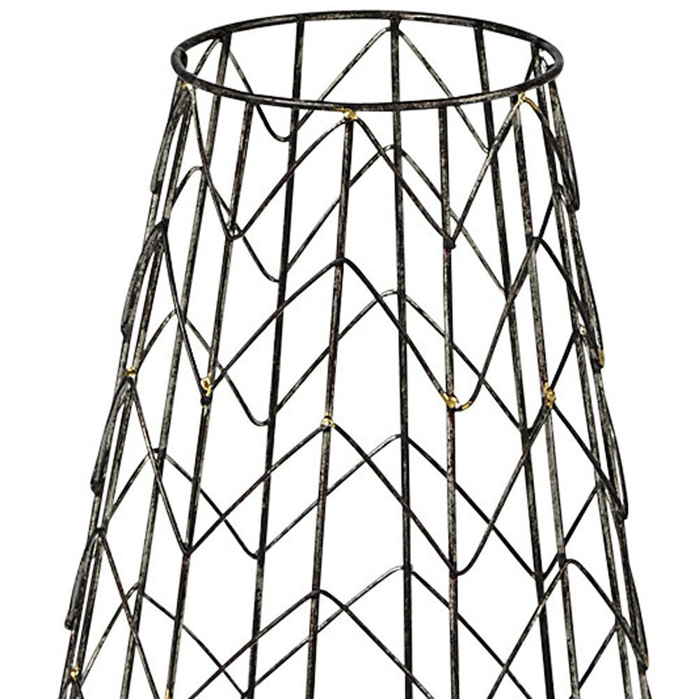 16" Gold Distressed Lattice Metal Tabletop Lantern Candle Holder