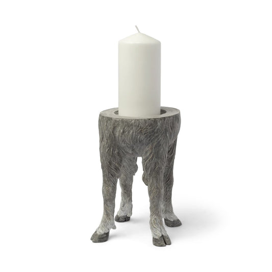 9" Gray Distressed Abstract Ceramic Tabletop Pillar Candle Holder