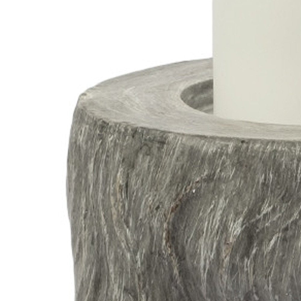9" Gray Distressed Abstract Ceramic Tabletop Pillar Candle Holder