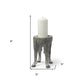 9" Gray Distressed Abstract Ceramic Tabletop Pillar Candle Holder