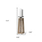 12" Light Brown Distressed Geometric Solid Wood And Metal Tabletop Pillar Candle Holder