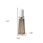 12" Light Brown Distressed Geometric Solid Wood And Metal Tabletop Pillar Candle Holder