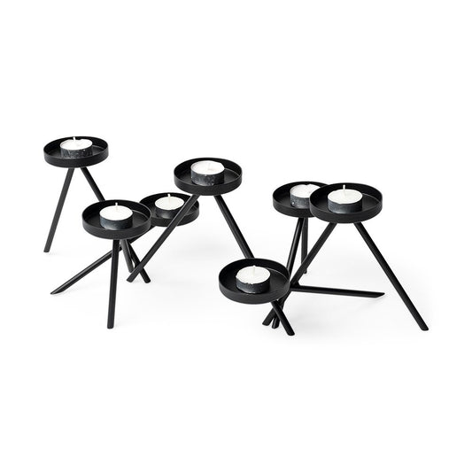 7" Black Geometric Metal Tabletop Votive Candle Holder