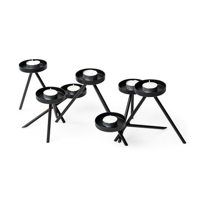 7" Black Geometric Metal Tabletop Votive Candle Holder