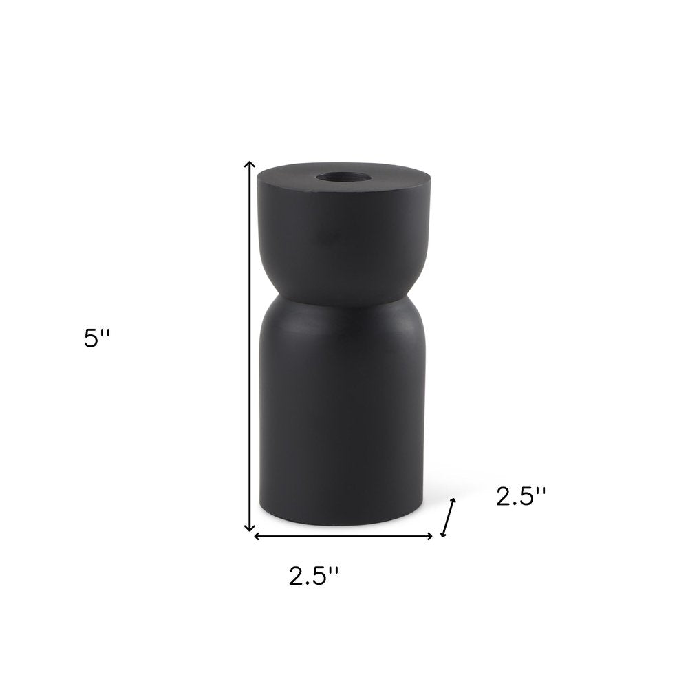 5" Black Metal Tabletop Pillar Candle Holder
