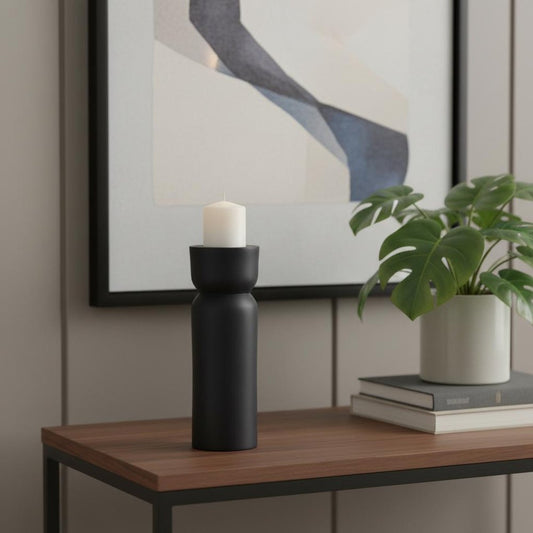 8" Black Metal Tabletop Taper Candle Holder