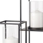 Set of Two Black Geometric Metal And Glass Tabletop Hurricane Candle Holders