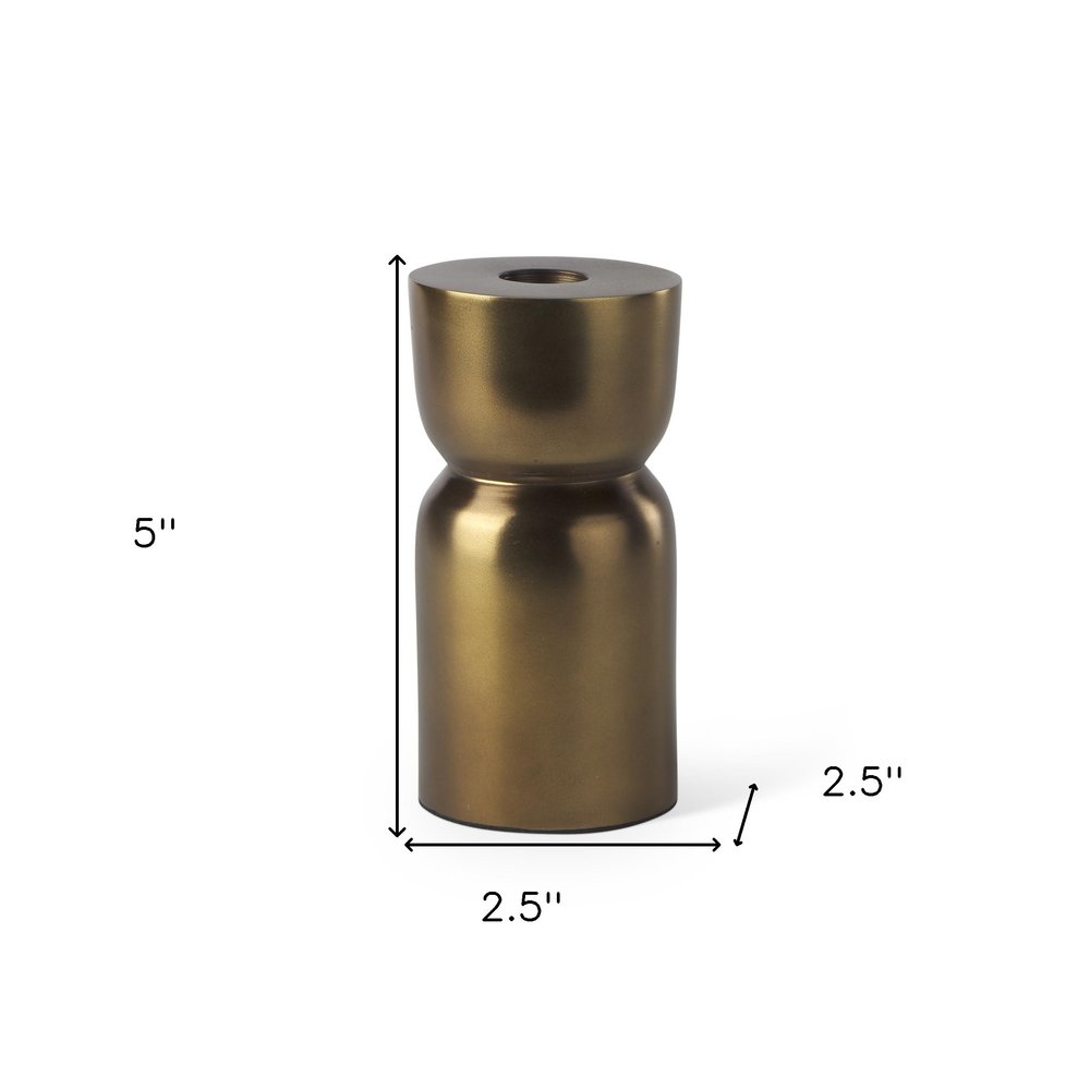 5" Gold Metal Tabletop Taper Candlestick