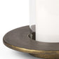 Set of Two Gold Distressed Geometric Metal Tabletop Hurricane Candle Holders
