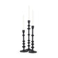 Set of Three Black Geometric Metal Tabletop Taper Candlesticks