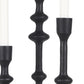 Set of Three Black Geometric Metal Tabletop Taper Candlesticks