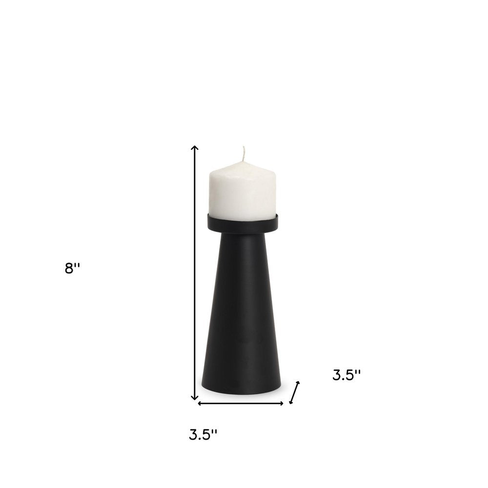 8" Black Metal Tabletop Pillar Candle Holder