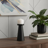 8" Black Metal Tabletop Pillar Candle Holder