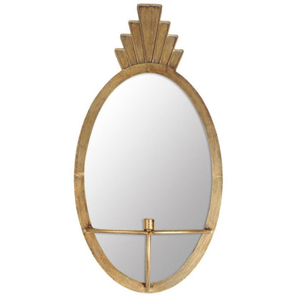 28" Gold Mirrored Metal And Glass Wall Sconce Candle Holder