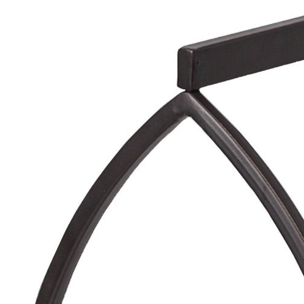 22" Black Geometric Metal And Glass Lantern Candle Holder