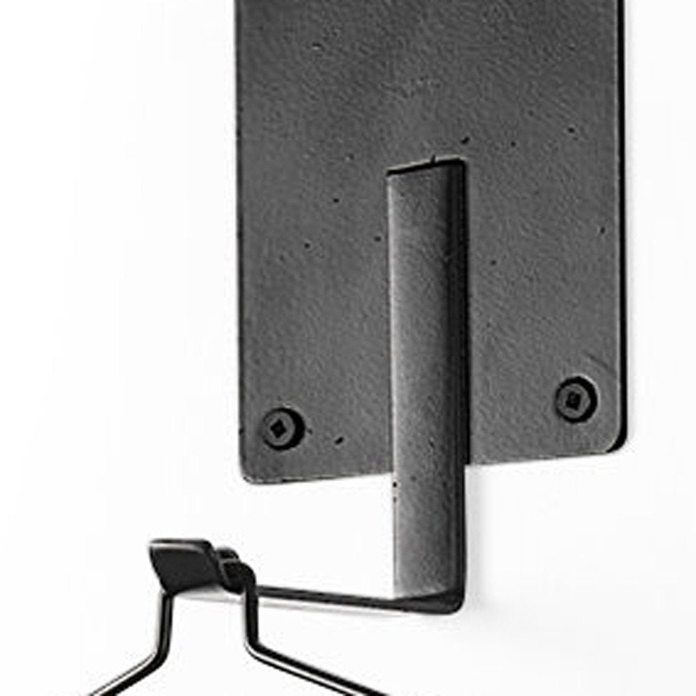 24" Black Distressed Geometric Metal Solid Wood And Glass Wall Sconce Candle Holder