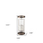 12" Copper Distressed Geometric Metal And Glass Tabletop Hurricane Candle Holder