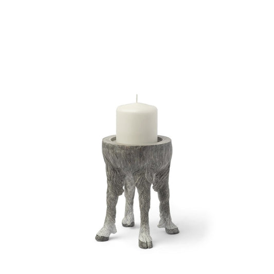 7" Gray Distressed Abstract Ceramic Tabletop Pillar Candle Holder