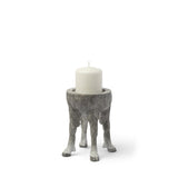 7" Gray Distressed Abstract Ceramic Tabletop Pillar Candle Holder