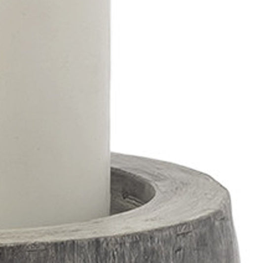 7" Gray Distressed Abstract Ceramic Tabletop Pillar Candle Holder