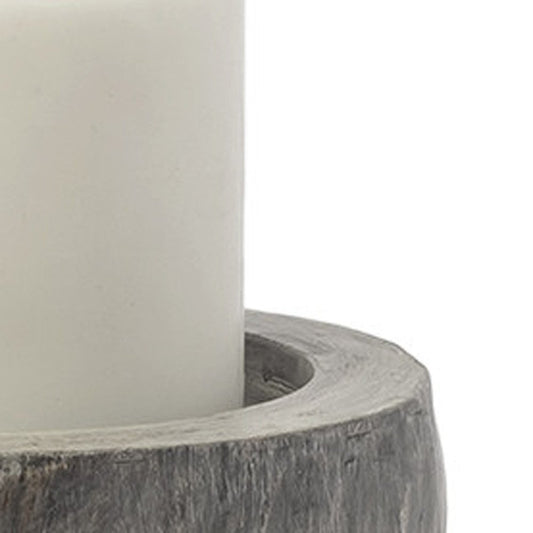7" Gray Distressed Abstract Ceramic Tabletop Pillar Candle Holder