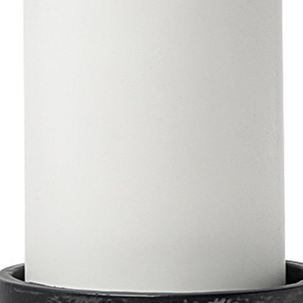 Set of Two Black Distressed Metal Tabletop Pillar Candle Holders