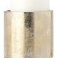 Set of Two Gold Distressed Geometric Metal Tabletop Pillar Candle Holders