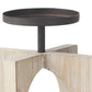 9" Black Distressed Geometric Solid Wood And Metal Tabletop Pillar Candle Holder