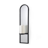 25" Black Mirrored Metal Wall Sconce Candle Holder