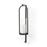 24" Black Abstract Metal Wall Sconce Candle Holder