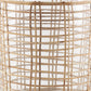 15" Clear And Natural Glass Round Floor Vase With Wrapped Rattan