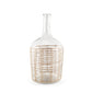 20" Clear And Natural Glass Bottle Floor Vase With Wrapped Rattan