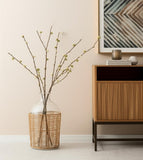 20" Clear And Natural Glass Bottle Floor Vase With Wrapped Rattan