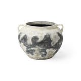 15" Black And White Ombre Ceramic Amphora Floor Vase