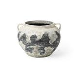 15" Black And White Ombre Ceramic Amphora Floor Vase