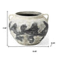 15" Black And White Ombre Ceramic Amphora Floor Vase