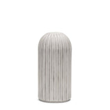 16" Gray And White Striped Ceramic Cylinder Floor Vase