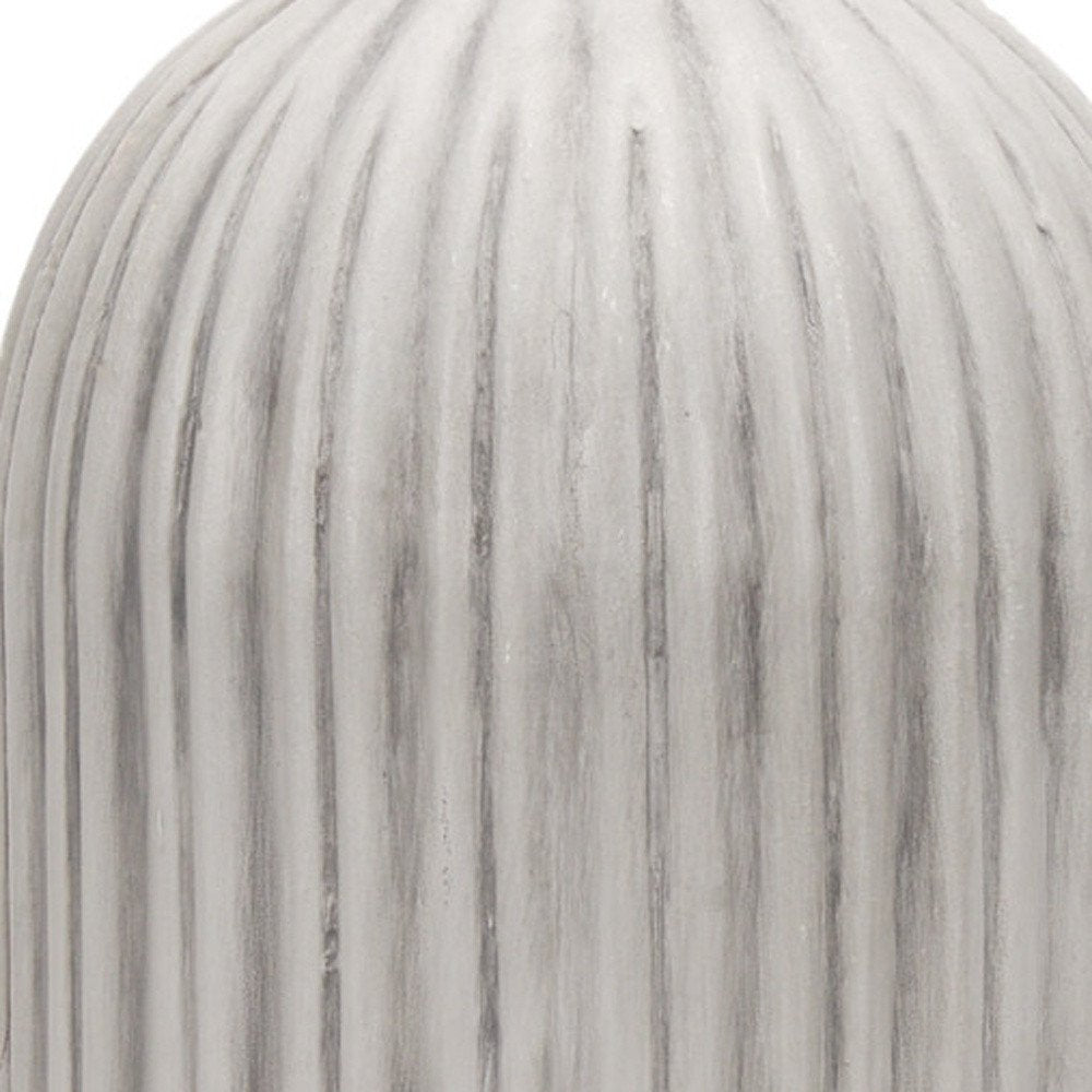 16" Gray And White Striped Cylinder Ceramic Floor Vase
