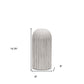 16" Gray And White Striped Ceramic Cylinder Floor Vase