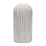 21" Gray And White Striped Cylinder Ceramic Floor Vase