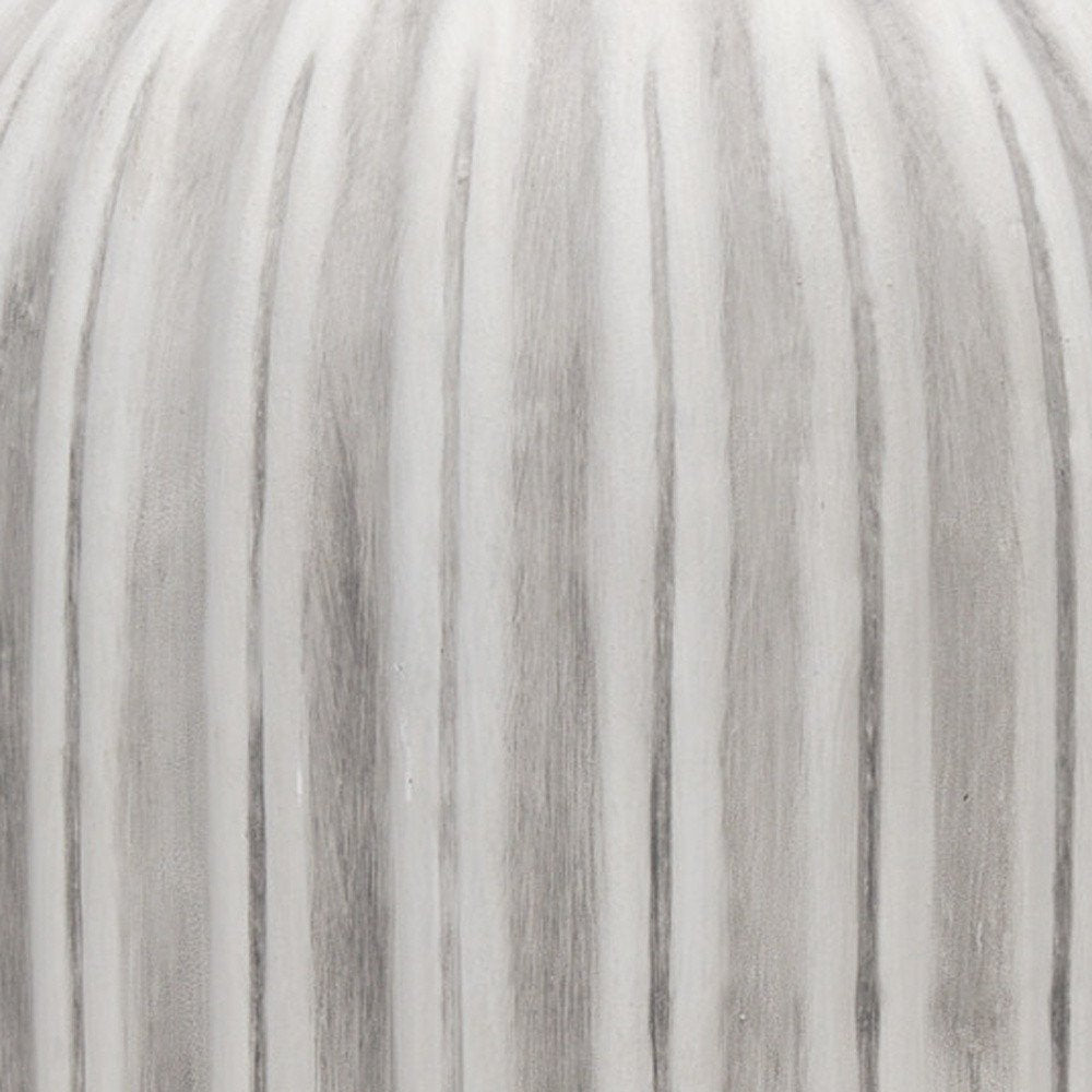 21" Gray And White Striped Cylinder Ceramic Floor Vase