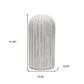 21" Gray And White Striped Ceramic Cylinder Floor Vase
