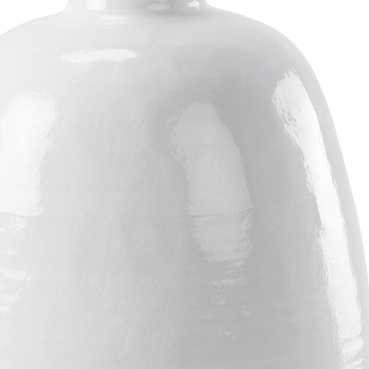 32" Beige And White Color Block Ceramic Round Floor Vase