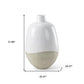 32" Beige And White Color Block Ceramic Round Floor Vase