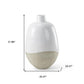 32" White And Beige Color Block Ceramic Round Floor Vase