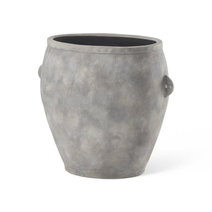 24" Gray Ceramic Amphora Floor Vase