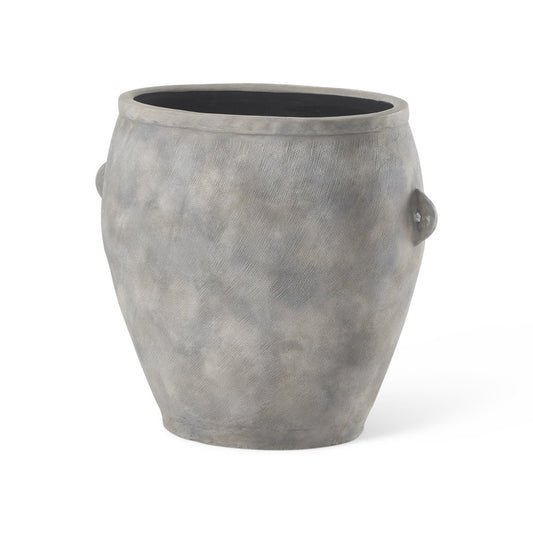 24" Gray Ceramic Amphora Floor Vase