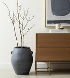 32" Gray Ceramic Amphora Floor Vase